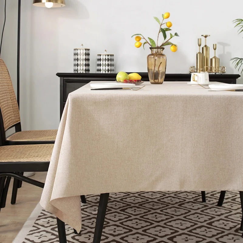 Waterproof rectangular cotton and linen tablecloth