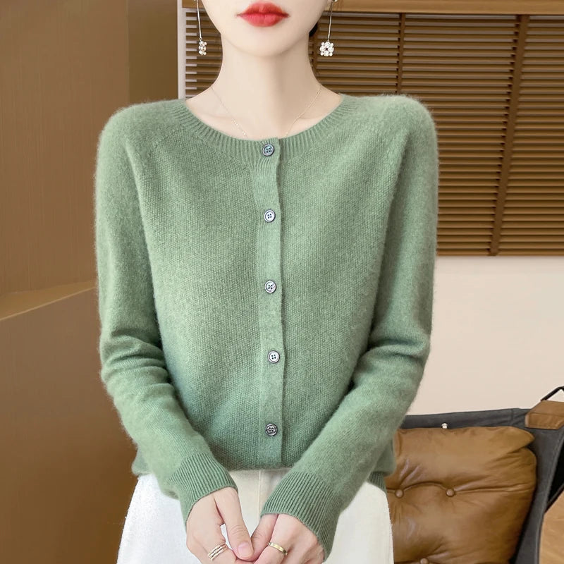 Women's 100% merino wool cardigan