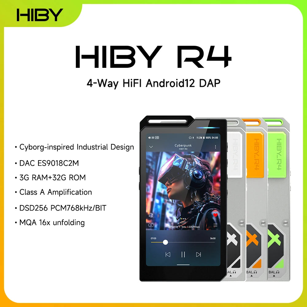 HiBy R4 Android12 HiFi Music Player MP3 Áudio Bluetooth WiFi