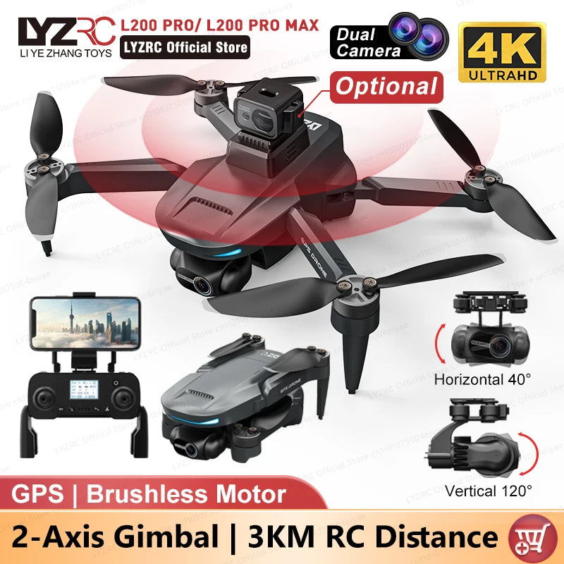 Drone with 2-Axis Gimbal, GPS, Brushless Motor, 4K