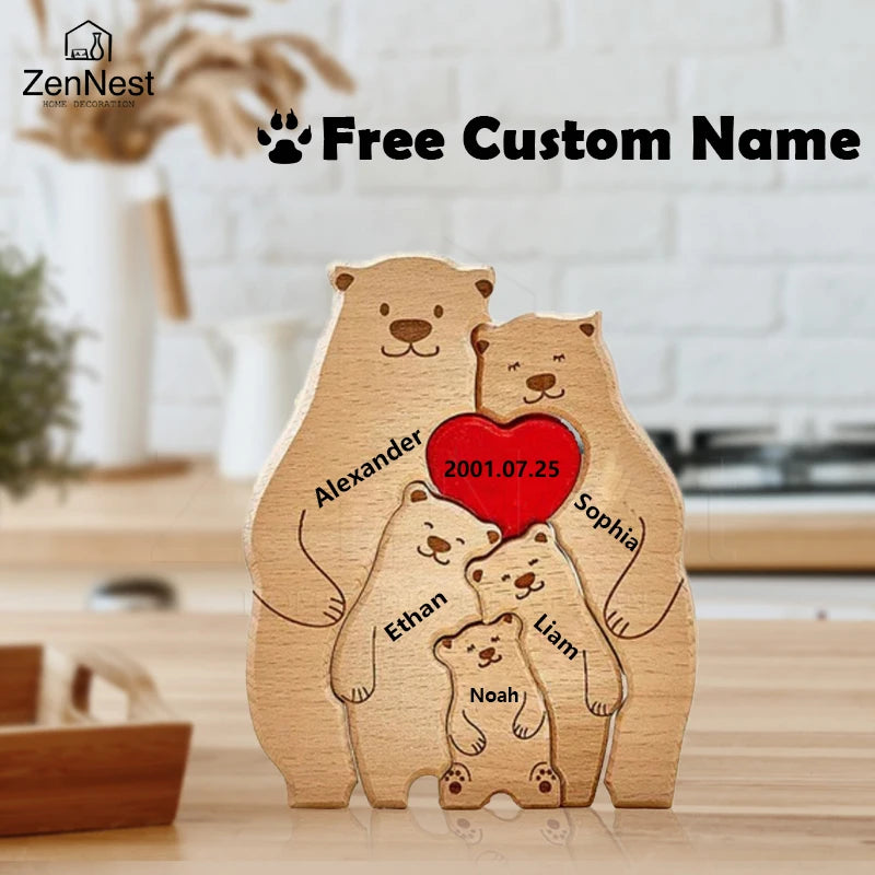 Personalized wooden puzzle "Bear House"